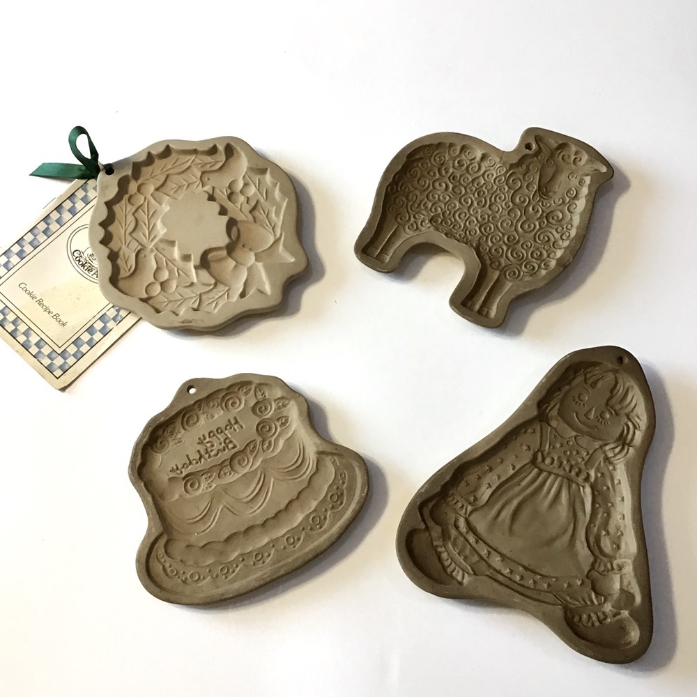 VTG Brown Bag Cookie Molds Bundle of 4 Wreath Lamb Birthday Cake Raggedy Ann
